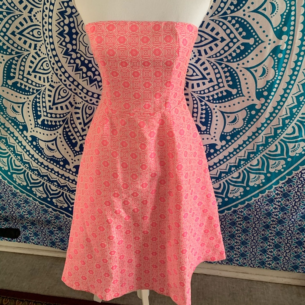 Pink and White Strapless Dress